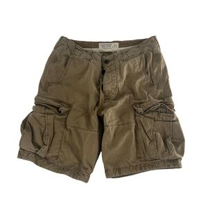 Vintage Abercrombie And Fitch Cargo Shorts Mens 31 Tan Utility Paratrooper Heavy
